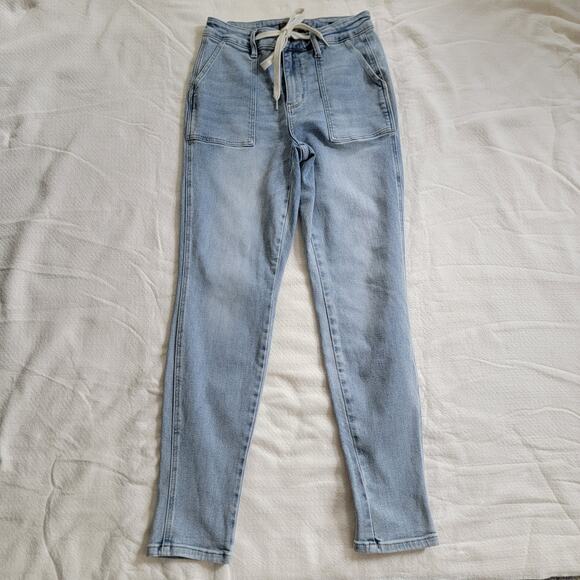 Judy Blue Jogger HighRise Drawstring Tapered Light Denim Jean Sz 7 | 28 JB88691 - Picture 1 of 15